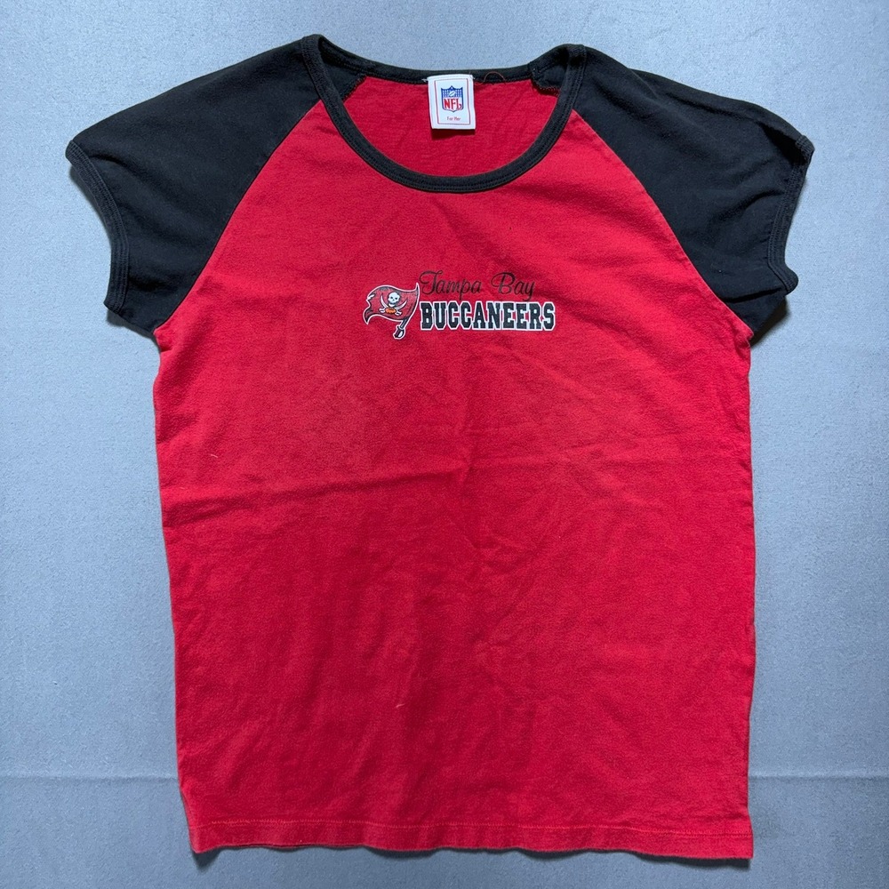 NFL For Her Tampa Bay Buccaneers Red Black Raglan T-Shirt Women Small